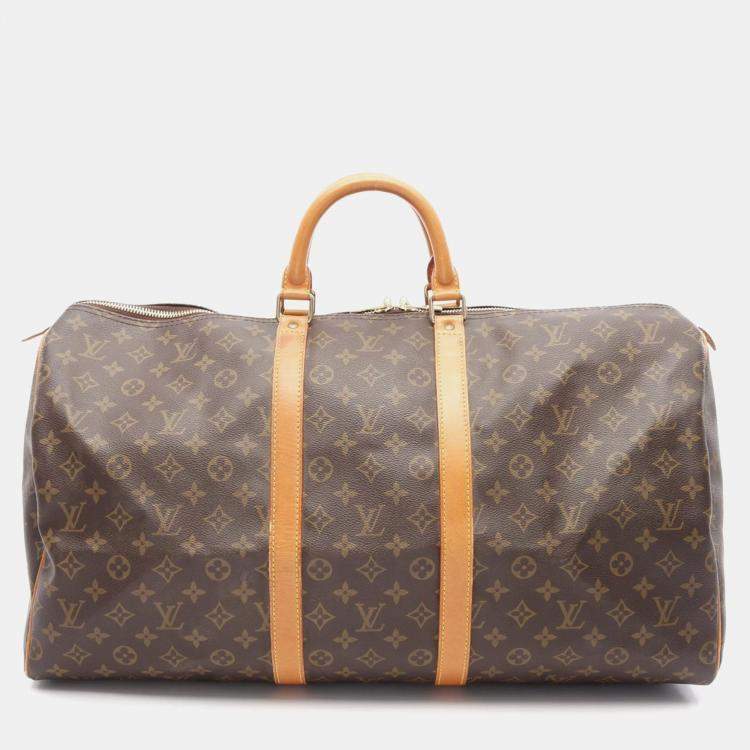 Pre Owned Louis Vuitton Keepall 55 Brown Monogram Canvas Travel Bag