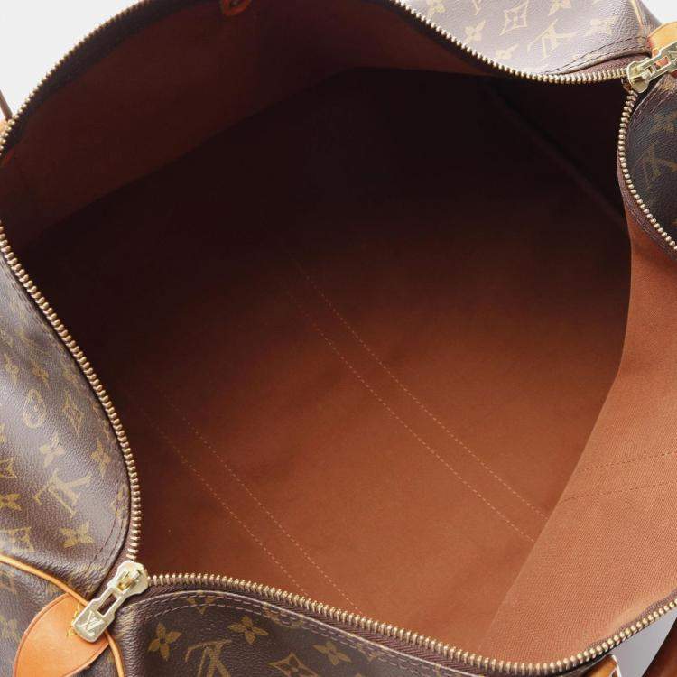 Pre Owned Louis Vuitton Keepall 55 Brown Monogram Canvas Travel Bag