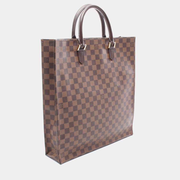 Pre Owned Louis Vuitton Sac Plat Damier Ebene Canvas Tote Bag