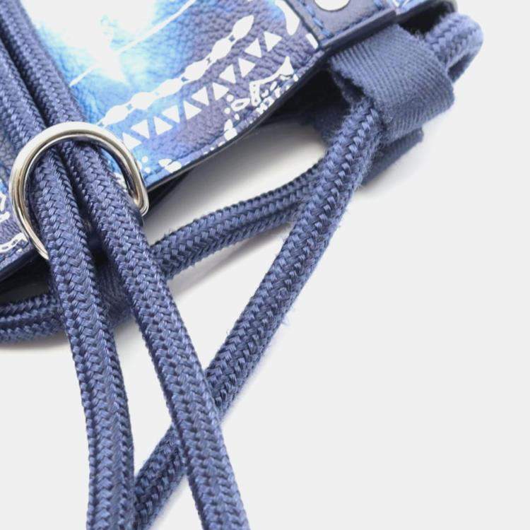 Pre Owned Louis Vuitton Randonnee PM Blue Monogram Leather and Canvas Backpack