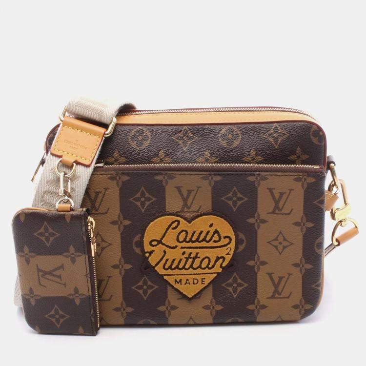 Pre Owned Louis Vuitton Nigo Trio Messenger Monogram Stripe Canvas Crossbody Bag