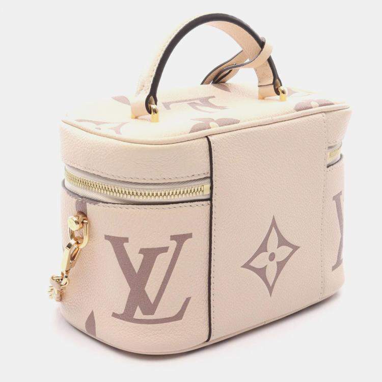 Pre Owned Louis Vuitton Vanity PM Beige/Brown Tone Monogram Empreinte Leather Top Handle Bag