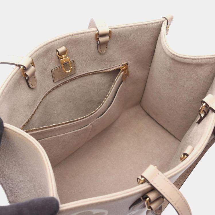 Pre Owned Louis Vuitton Beige Monogram Leather  OnTheGo MM 2Way Tote 