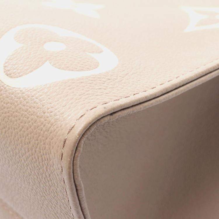 Pre Owned Louis Vuitton Beige Monogram Leather  OnTheGo MM 2Way Tote 