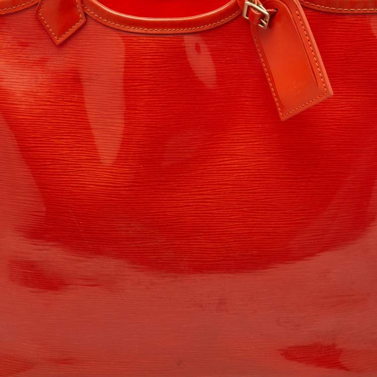 Pre Owned Louis Vuitton Mandarin Orange Vinyl Epi Leather Plage Lagoon Bay GM Bag