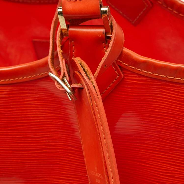 Pre Owned Louis Vuitton Mandarin Orange Vinyl Epi Leather Plage Lagoon Bay GM Bag