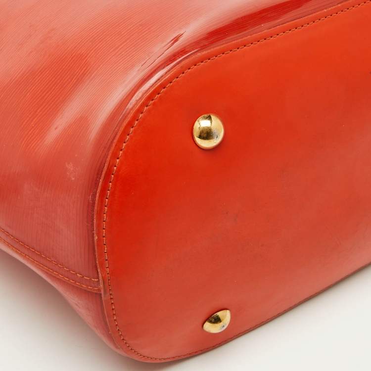 Pre Owned Louis Vuitton Mandarin Orange Vinyl Epi Leather Plage Lagoon Bay GM Bag