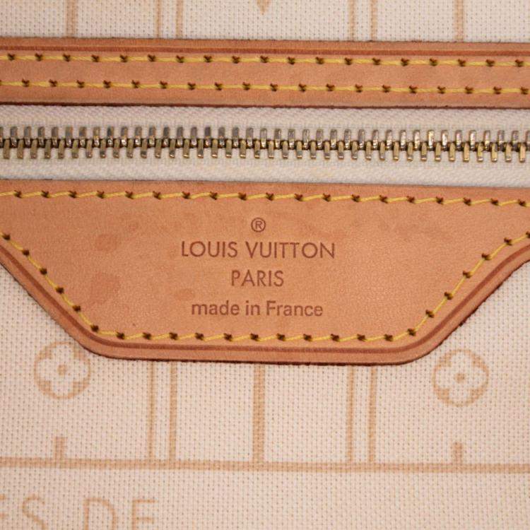 Pre Owned Louis Vuitton White Damier Azur Neverfull MM