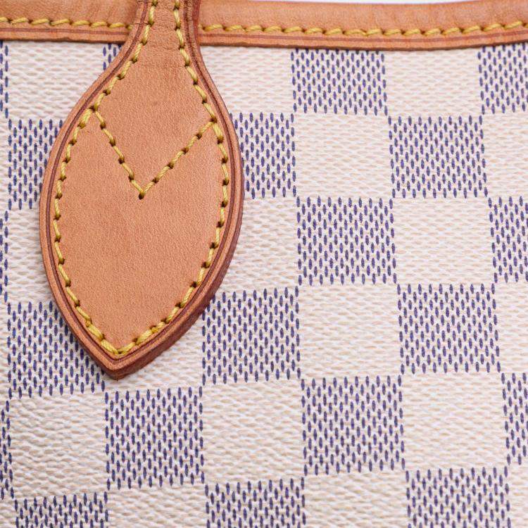 Pre Owned Louis Vuitton White Damier Azur Neverfull MM