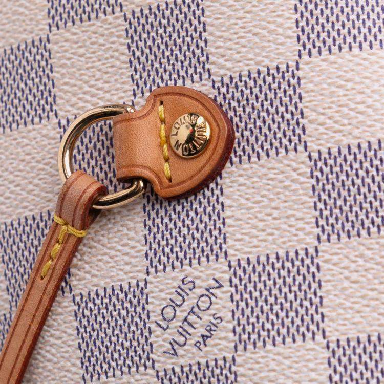 Pre Owned Louis Vuitton White Damier Azur Neverfull MM