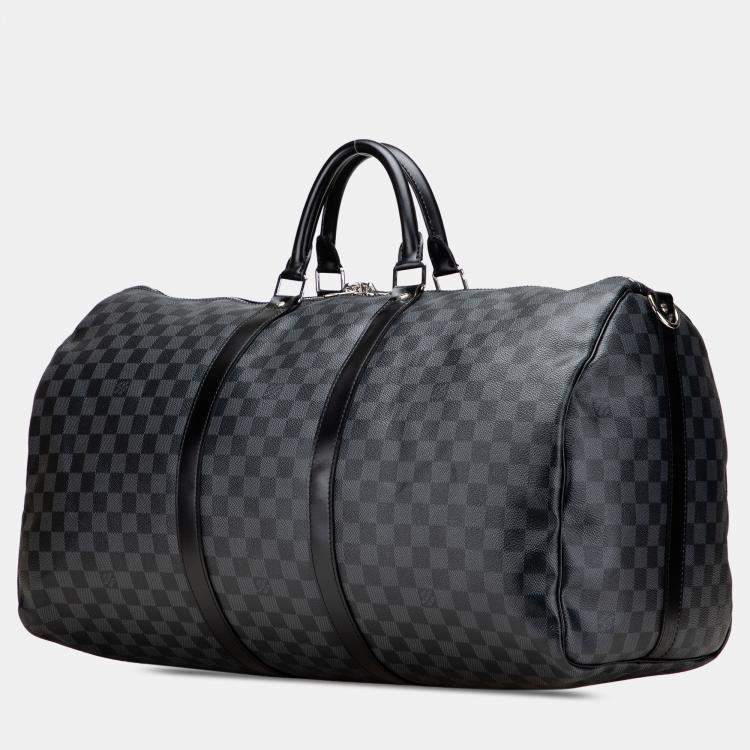 Pre Owned Louis Vuitton Grey Damier Graphite Keepall Bandouliere 55