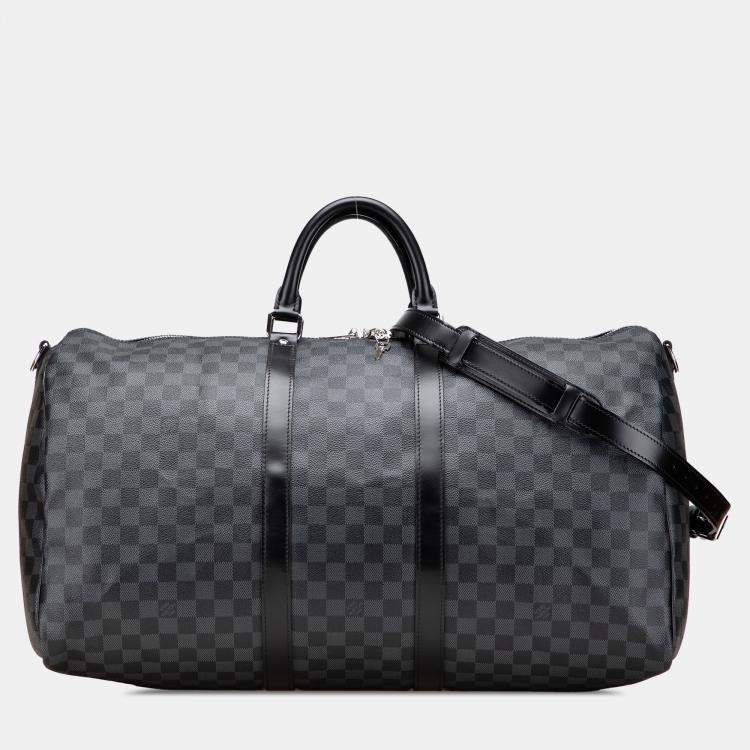 Pre Owned Louis Vuitton Grey Damier Graphite Keepall Bandouliere 55