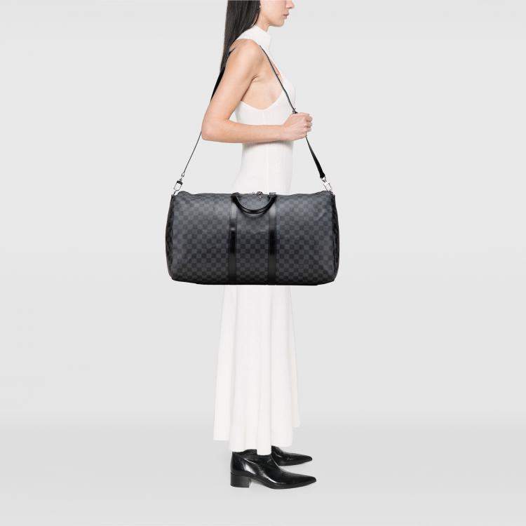 Pre Owned Louis Vuitton Grey Damier Graphite Keepall Bandouliere 55