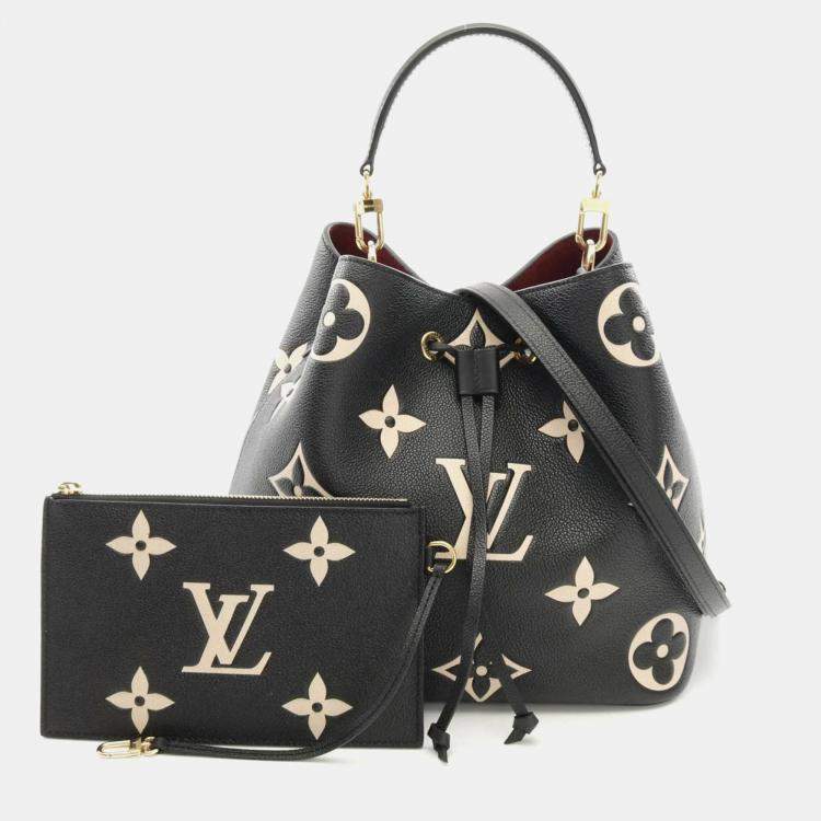 Pre Owned Louis Vuitton Neonoe MM Black Beige Monogram Empreinte Leather Shoulder Bag