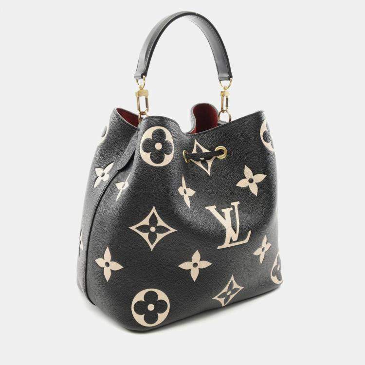 Pre Owned Louis Vuitton Neonoe MM Black Beige Monogram Empreinte Leather Shoulder Bag