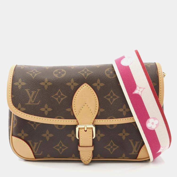 Pre Owned Louis Vuitton Diane NM PM Fuchsia Canvas Leather Shoulder Bag