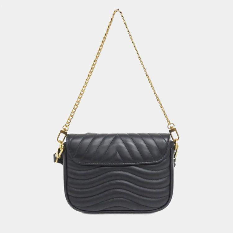 Pre Owned Louis Vuitton New Wave Multi Pochette Black Leather Shoulder Bag