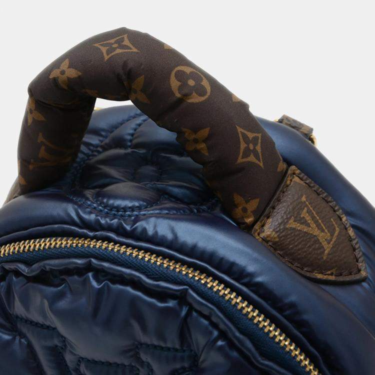 Pre Owned Louis Vuitton Palm Springs Mini Blue Metallic Nylon Backpack
