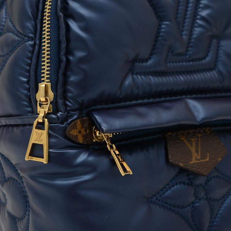 Pre Owned Louis Vuitton Palm Springs Mini Blue Metallic Nylon Backpack