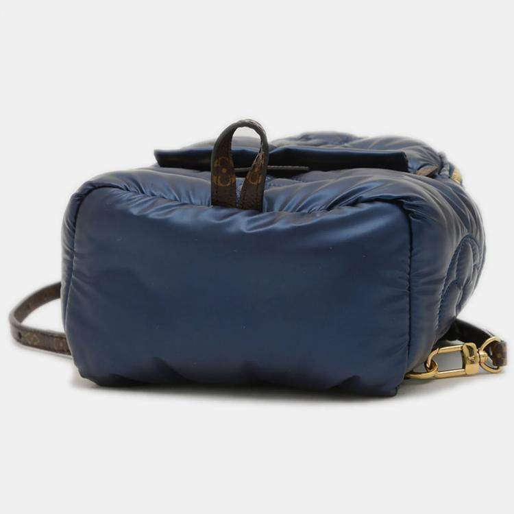 Pre Owned Louis Vuitton Palm Springs Mini Blue Metallic Nylon Backpack
