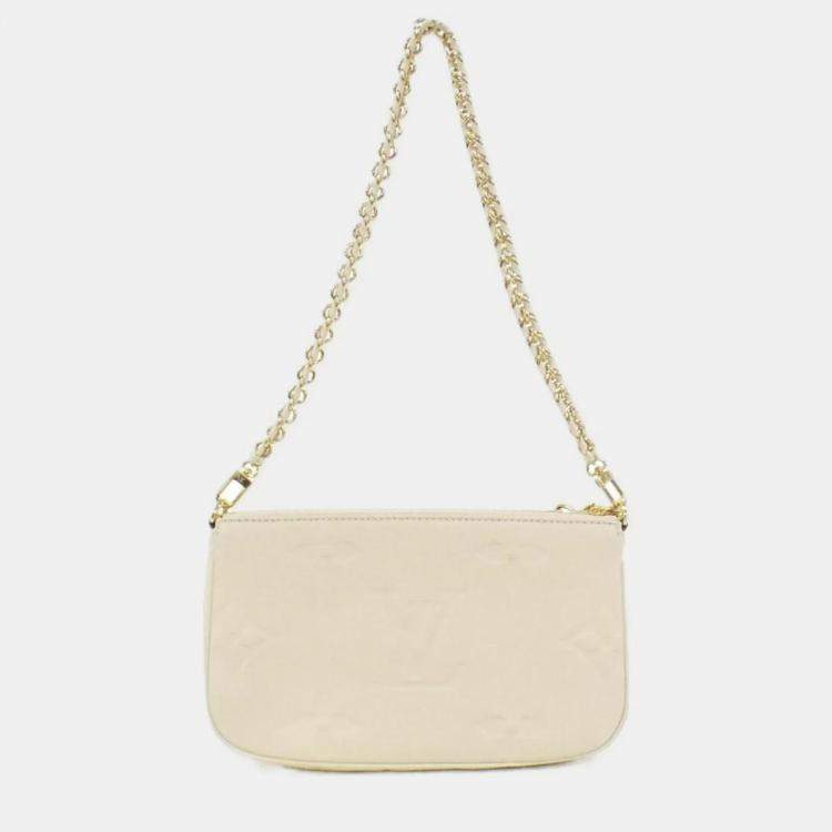 Pre Owned Louis Vuitton Multi Pochette Cream Monogram Empreinte Leather Shoulder Bag