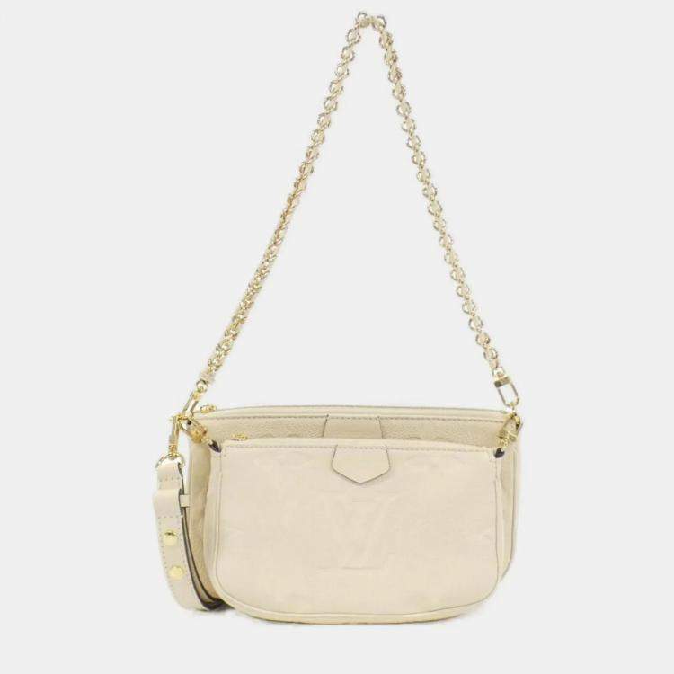 Pre Owned Louis Vuitton Multi Pochette Cream Monogram Empreinte Leather Shoulder Bag