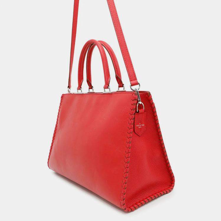 Pre Owned Louis Vuitton Very Zip Tote Ruby Monogram Leather Handbag
