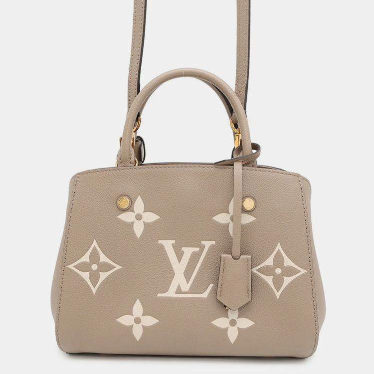 Pre Owned Louis Vuitton Montaigne BB Tourterelle Clair Monogram Empreinte Leather Handbag