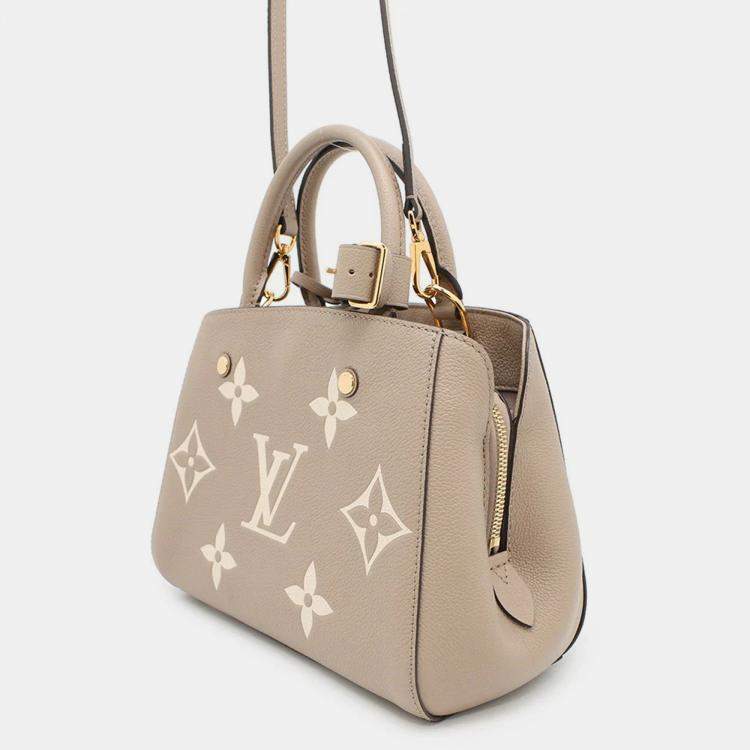 Pre Owned Louis Vuitton Montaigne BB Tourterelle Clair Monogram Empreinte Leather Handbag