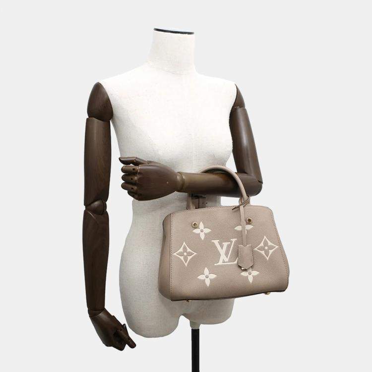 Pre Owned Louis Vuitton Montaigne BB Tourterelle Clair Monogram Empreinte Leather Handbag