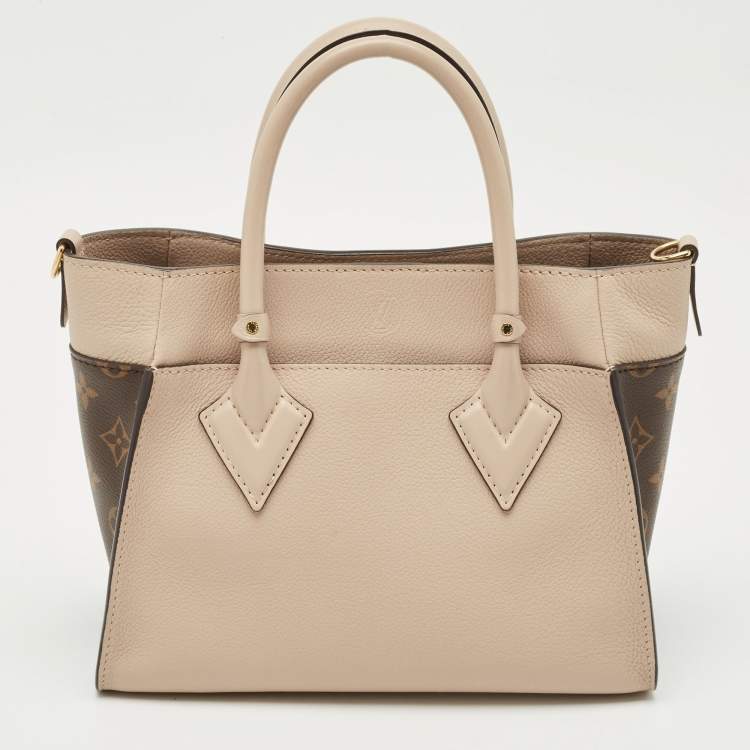 Pre Owned Louis Vuitton Greige Monogram Leather and Canvas On My Side PM Bag