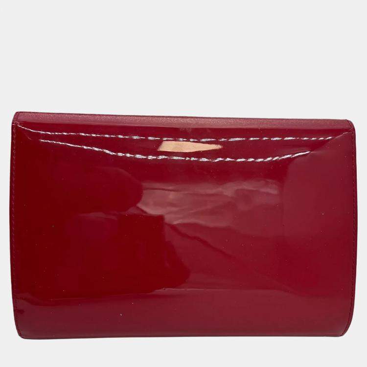 Pre Owned Louis Vuitton Louise Rouge Grenadine Vernis Leather Clutch Bag