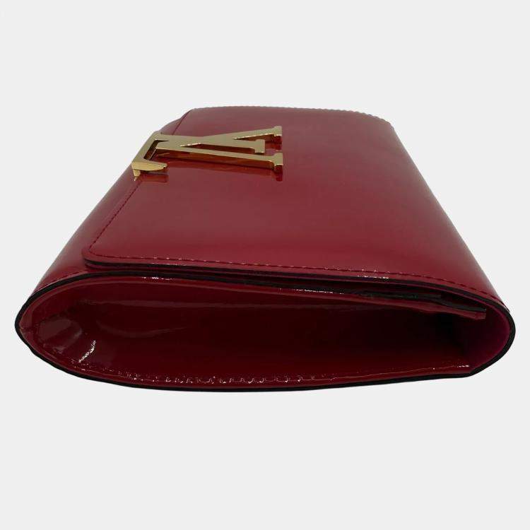 Pre Owned Louis Vuitton Louise Rouge Grenadine Vernis Leather Clutch Bag