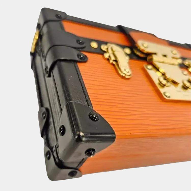 مملوكة مسبقًا Louis Vuitton Petite Malle Orange/Black Epi Leather Trunk Clutch
