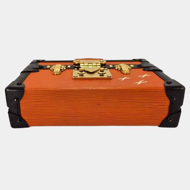 مملوكة مسبقًا Louis Vuitton Petite Malle Orange/Black Epi Leather Trunk Clutch