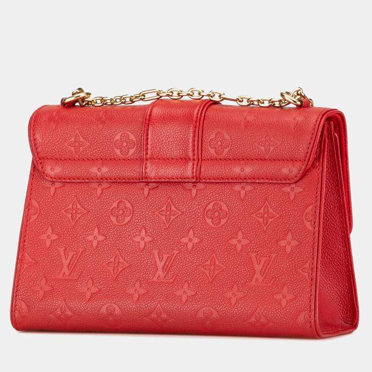 Pre Owned Louis Vuitton Red Monogram Empreinte Saint Sulpice BB Bag