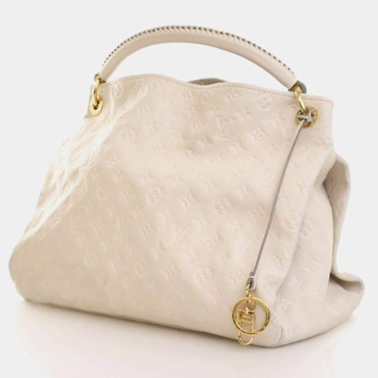 Pre Owned Louis Vuitton Artsy MM Cream White Monogram Empreinte Leather Shoulder Bag