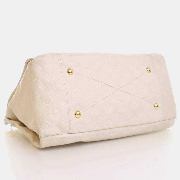 Pre Owned Louis Vuitton Artsy MM Cream White Monogram Empreinte Leather Shoulder Bag