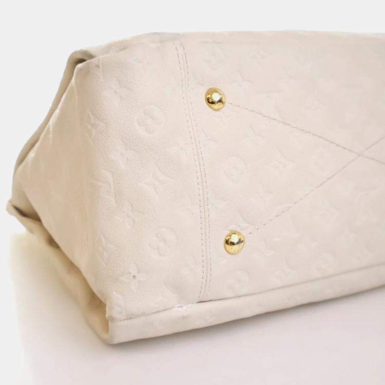 Pre Owned Louis Vuitton Artsy MM Cream White Monogram Empreinte Leather Shoulder Bag