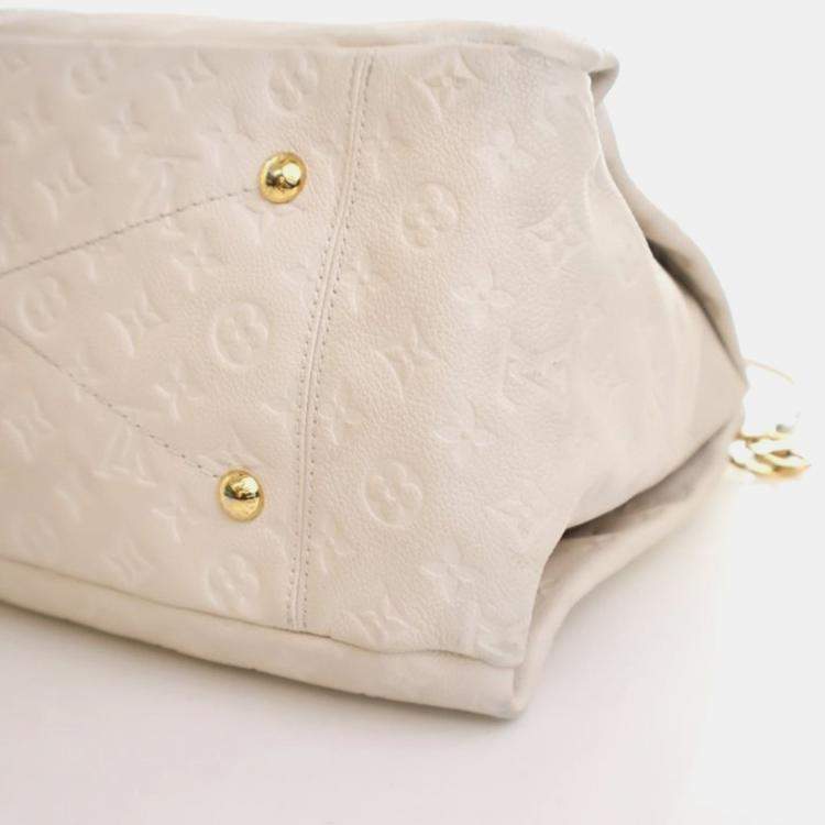 Pre Owned Louis Vuitton Artsy MM Cream White Monogram Empreinte Leather Shoulder Bag