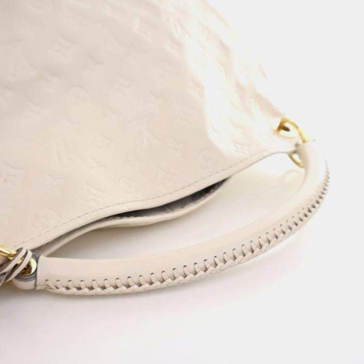 Pre Owned Louis Vuitton Artsy MM Cream White Monogram Empreinte Leather Shoulder Bag