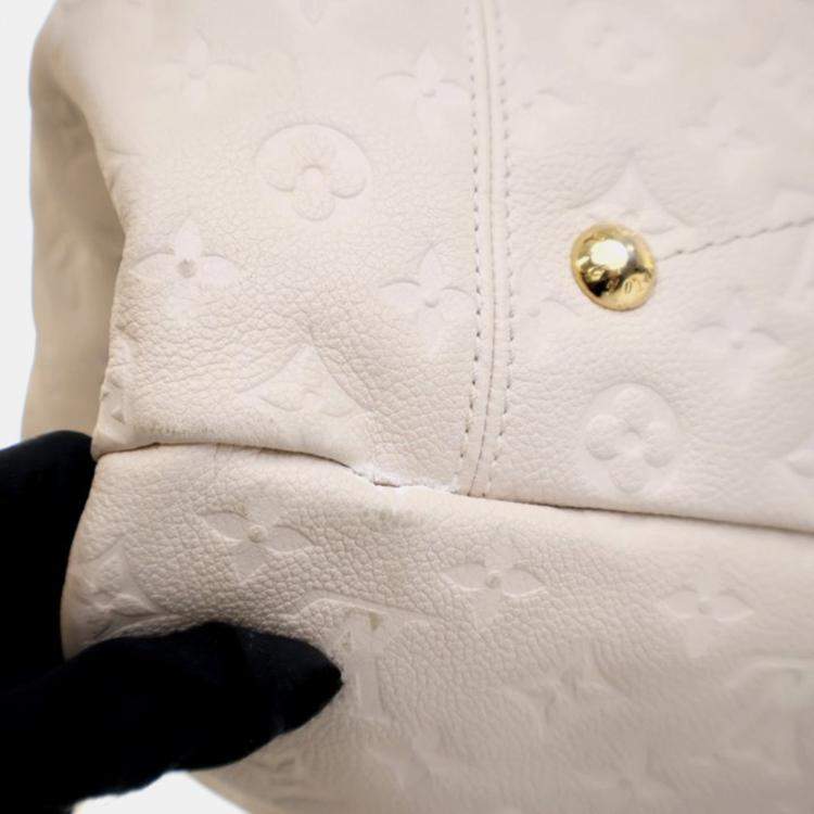 Pre Owned Louis Vuitton Artsy MM Cream White Monogram Empreinte Leather Shoulder Bag