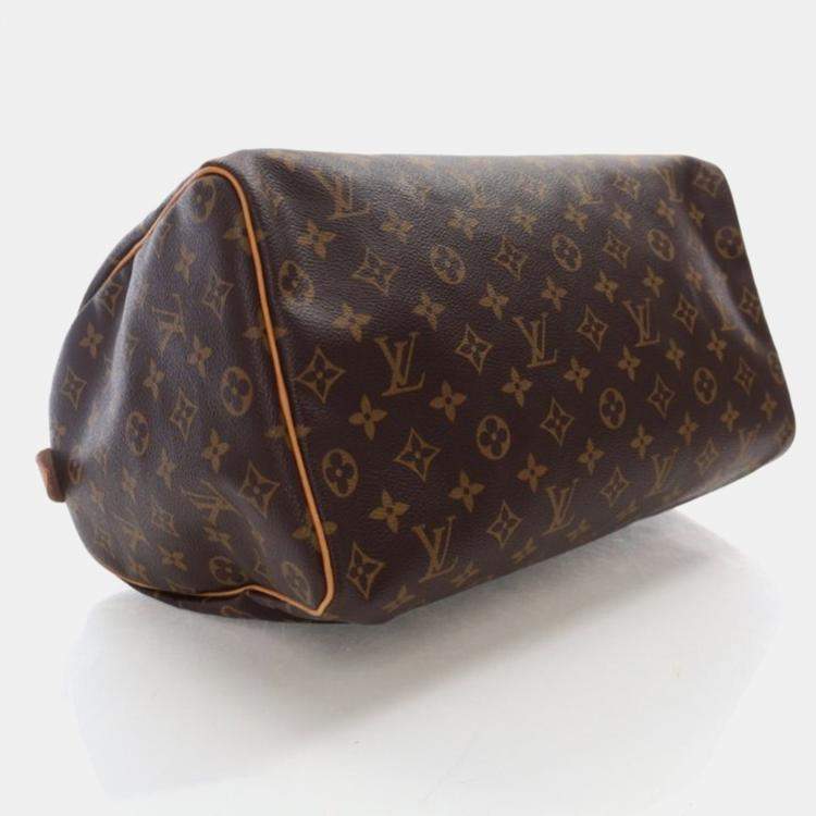 Pre Owned Louis Vuitton Speedy 35 Brown Monogram Coated Canvas Handbag