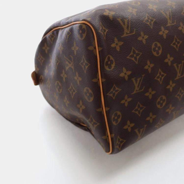 Pre Owned Louis Vuitton Speedy 35 Brown Monogram Coated Canvas Handbag