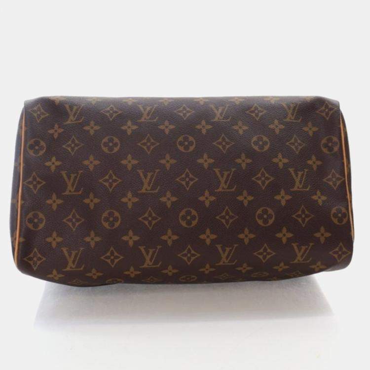 Pre Owned Louis Vuitton Speedy 35 Brown Monogram Coated Canvas Handbag