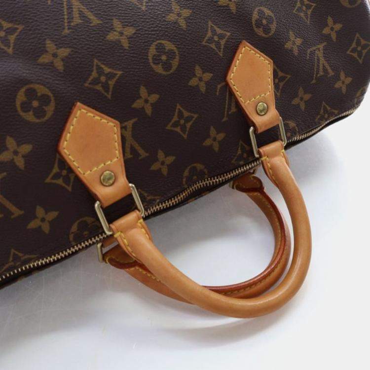 Pre Owned Louis Vuitton Speedy 35 Brown Monogram Coated Canvas Handbag