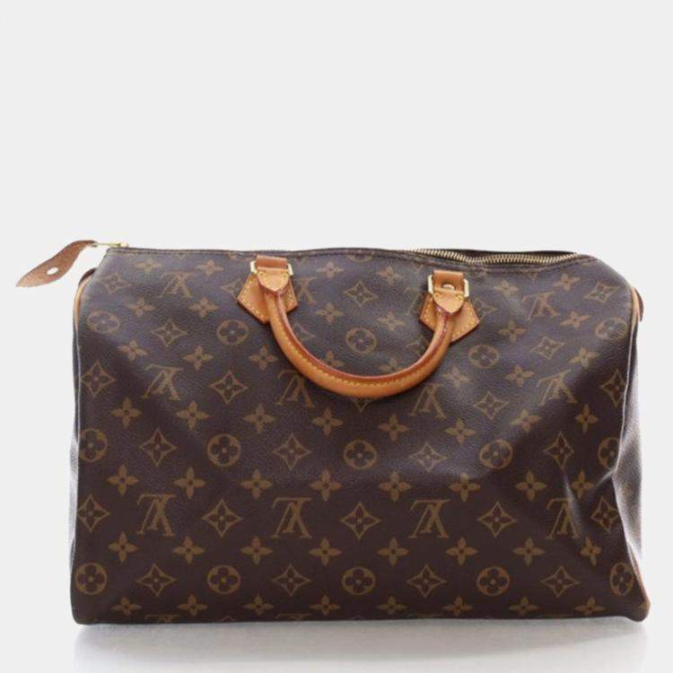 Pre Owned Louis Vuitton Speedy 35 Brown Monogram Coated Canvas Handbag