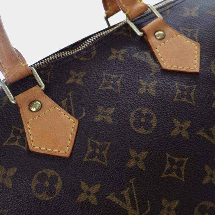 Pre Owned Louis Vuitton Speedy 35 Brown Monogram Coated Canvas Handbag