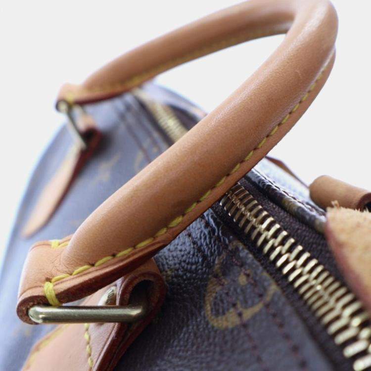 Pre Owned Louis Vuitton Speedy 35 Brown Monogram Coated Canvas Handbag