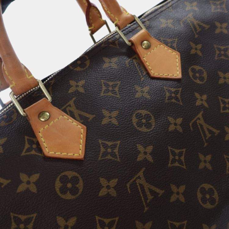 Pre Owned Louis Vuitton Speedy 35 Brown Monogram Coated Canvas Handbag